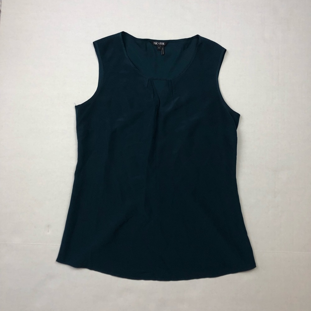 Nic + Zoe Keyhole Bust Sleeveless Tank Top Style Womens Blouse Top S Blue